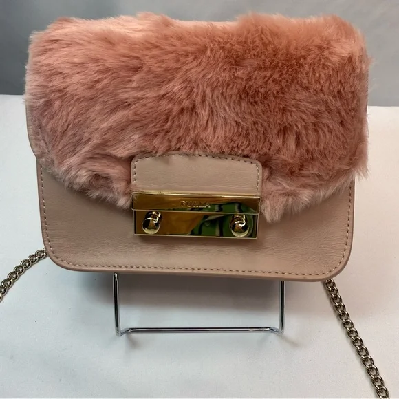 Furla Blush Faux Fur Crossbody Bag NWT Comes with Dust Bag